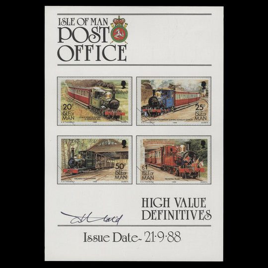 Isle of Man 1988 Railways & Tramways promotional flyer signed by designer