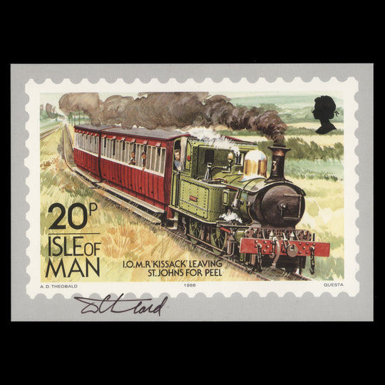 Isle of Man 1988 IOMR Kissack PHQ card signed by designer Tony Theobald