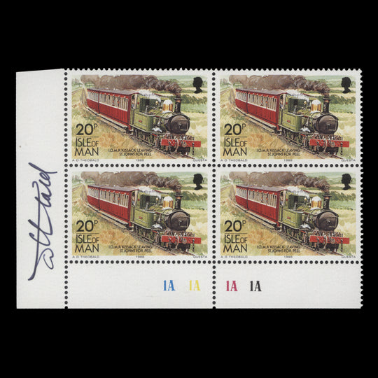 Isle of Man 1988 (MNH) 20p IOMR Kissack plate block signed by designer