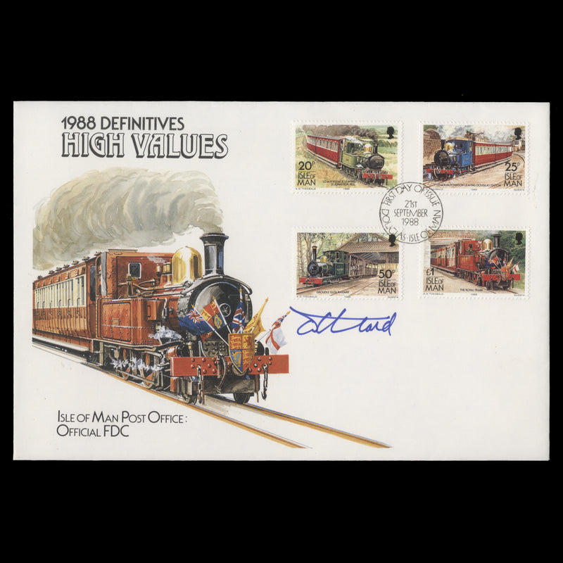 Isle of Man 1988 Railways & Tramways first day cover signed by designer