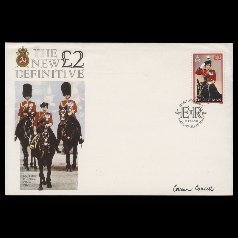 Isle of Man 1990 £2 Queen Elizabeth II first day cover signed by Colleen Corlett