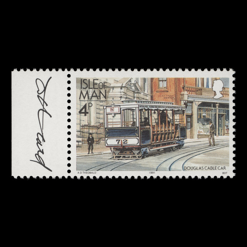 Isle of Man 1991 (MNH) 4p Douglas Cable Car signed by stamp designer