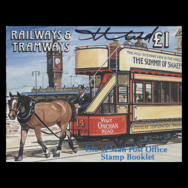 Isle of Man 1992 Double-Decker Horse Tram booklet signed by designer