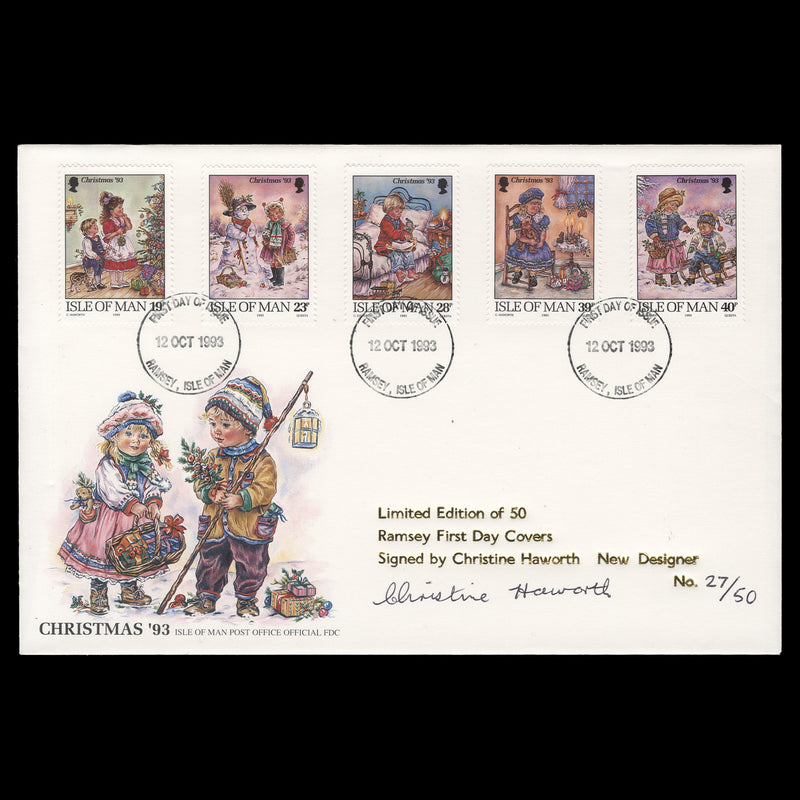 Isle of Man 1993 Christmas first day cover signed by designer