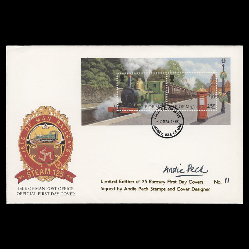 Isle of Man 1998 Steam Railway first day cover signed by designer