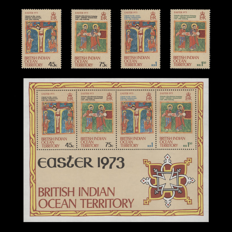 BIOT 1973 (MNH) Easter set and miniature sheet