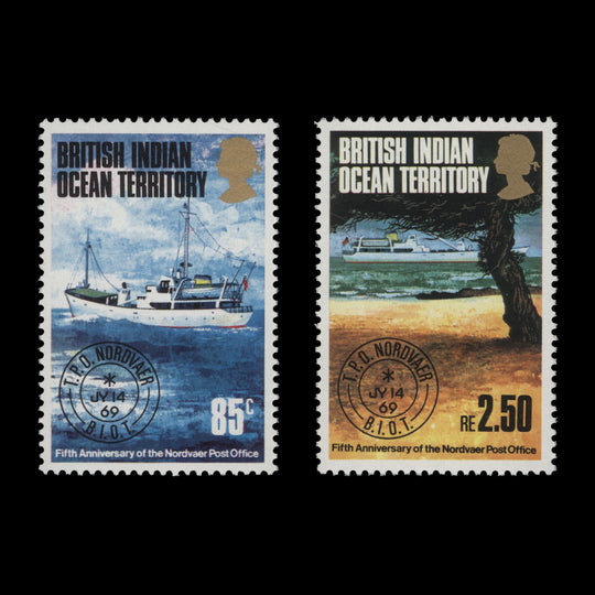BIOT 1974 (MNH) Nordvaer Travelling Post Office set