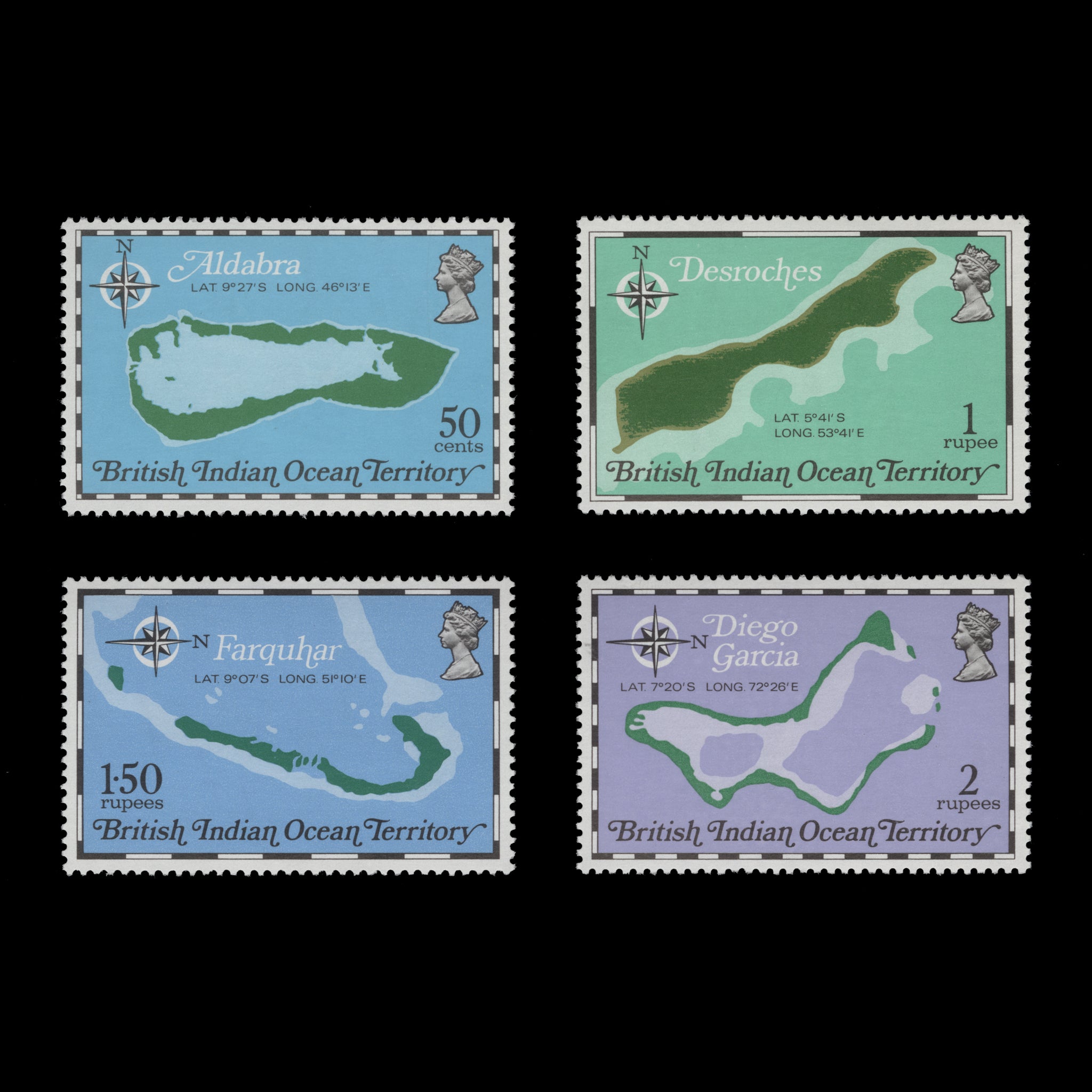 BIOT 1975 (MNH) Maps set and miniature sheet – ZEBOOSE.COM
