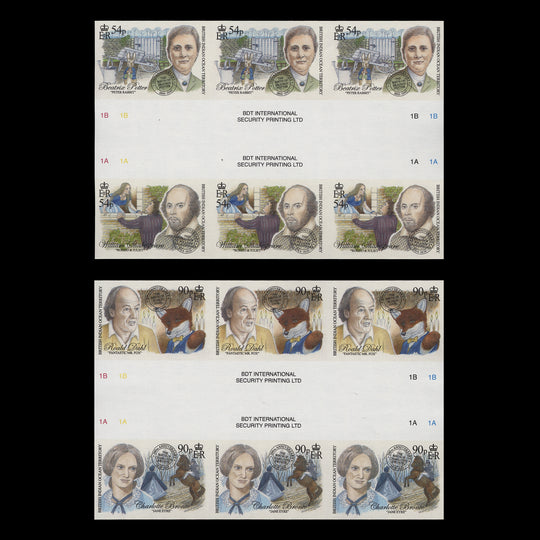 BIOT 2016 Famous Authors imperf proof gutter blocks