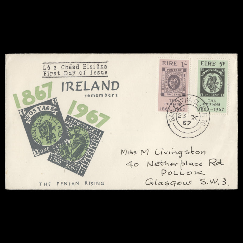 Ireland 1967 Fenian Centenary first day cover, BAILE ÁTHA CLIATH