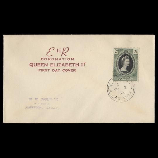 Jamaica 1953 (FDC) 2d Coronation, KINGSTON