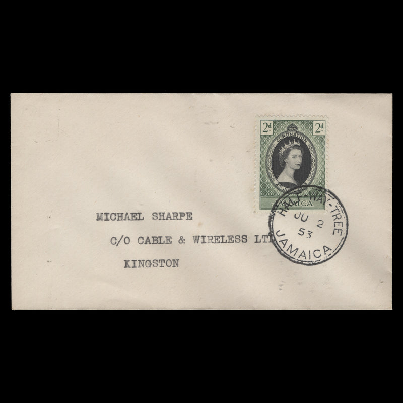 Jamaica 1953 (FDC) 2d Coronation, HALF-WAY-TREE