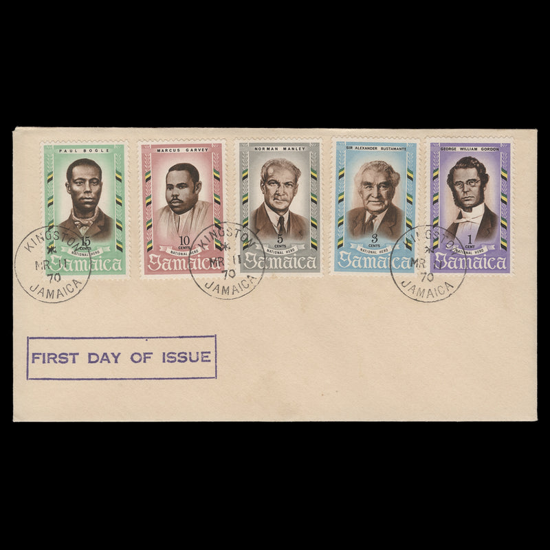 Jamaica 1970 National Heroes first day cover, KINGSTON