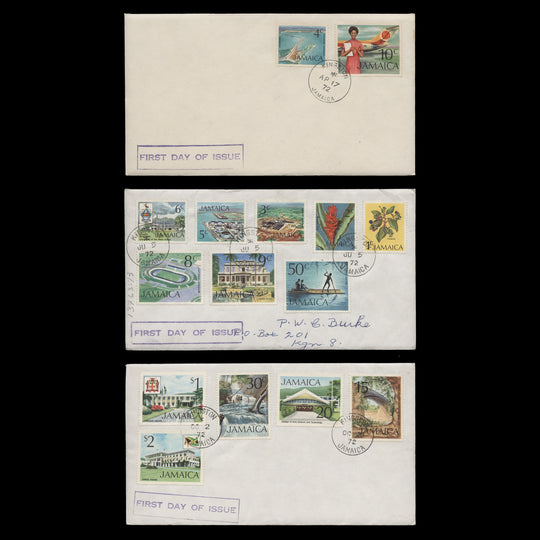 Jamaica 1972 Definitives first day covers, KINGSTON