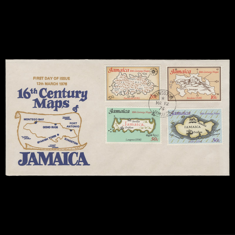 Jamaica 1976 Sixteenth Century Maps first day cover, KINGSTON