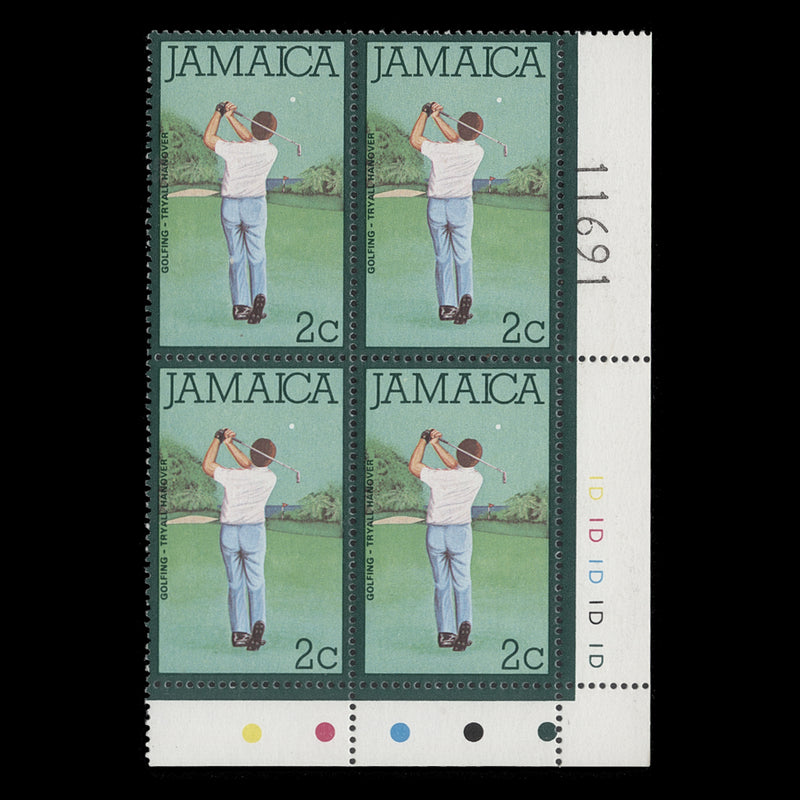 Jamaica 1979 (MNH) 2c Golf plate 1D–1D–1D–1D–1D block