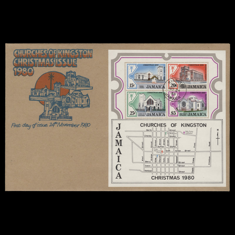Jamaica 1980 Christmas miniature sheet first day cover, KINGSTON