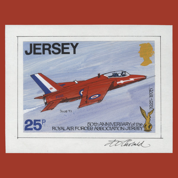 Jersey 1975 Hawker Siddeley Gnat T1 preliminary artwork by Tony Theobald