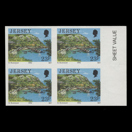 Jersey 1990 (Variety) 23p Bonne Nuit Harbour imperf block