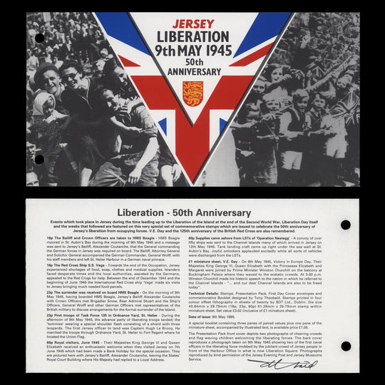 Jersey 1995 Liberation Anniversary presentation pack signed by designer