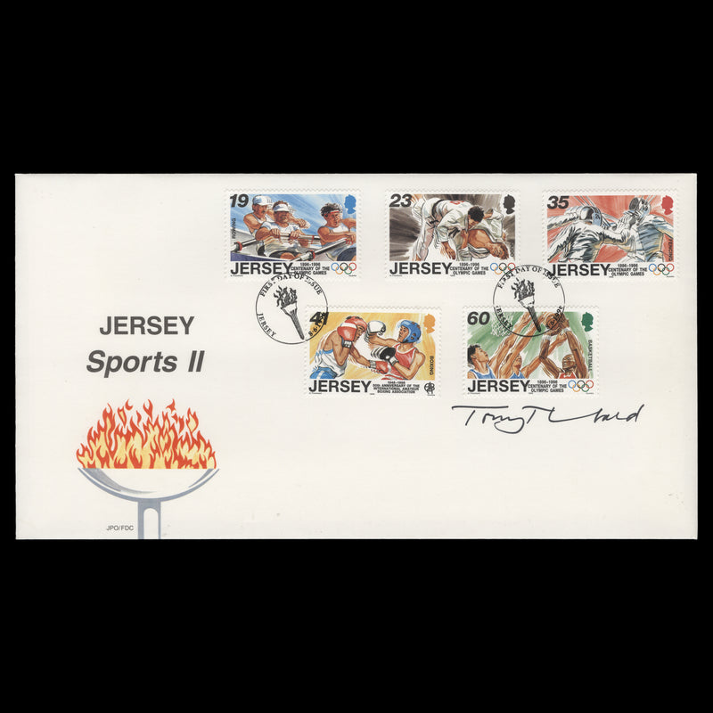 Jersey 1996 Sporting Anniversaries first day cover signed by Tony Theobald