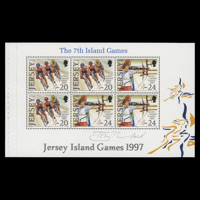 Jersey 1997 (MNH) Island Games booklet pane signed by Tony Theobald