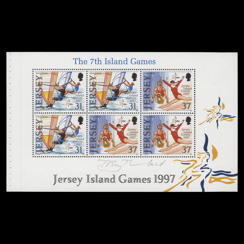 Jersey 1997 (MNH) Island Games booklet pane signed by designer