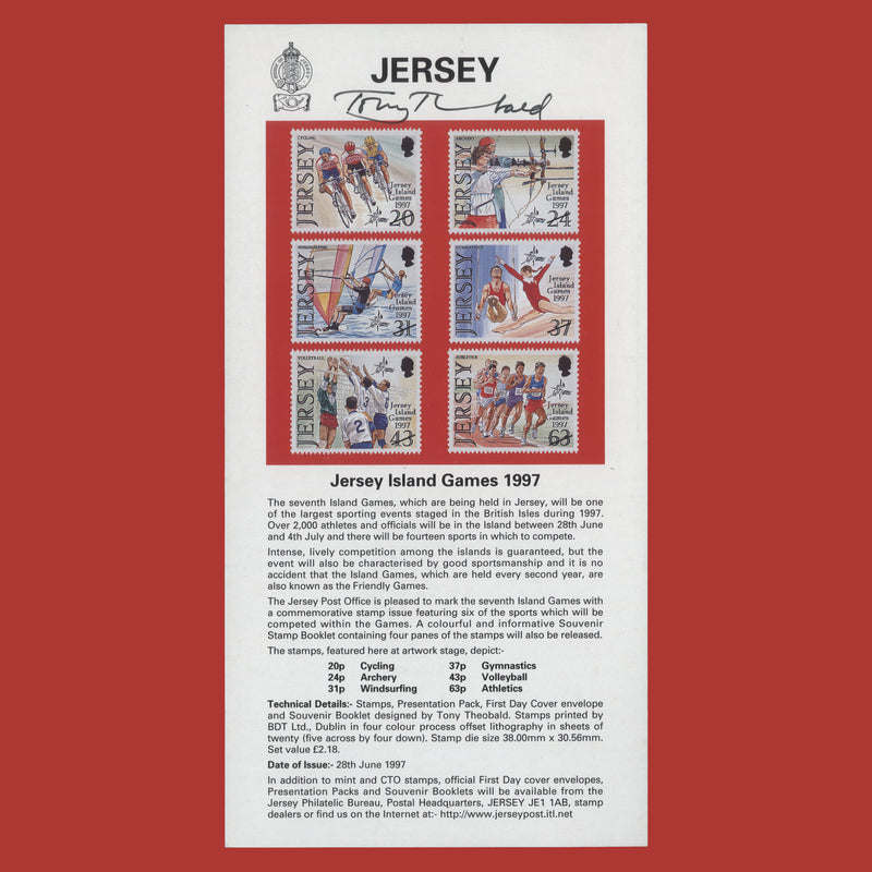 Jersey 1997 Island Games promotional flyer signed by designer