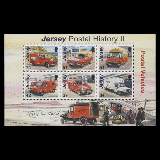 Jersey 2006 (MNH) Postal Vehicles booklet pane signed by Tony Theobald