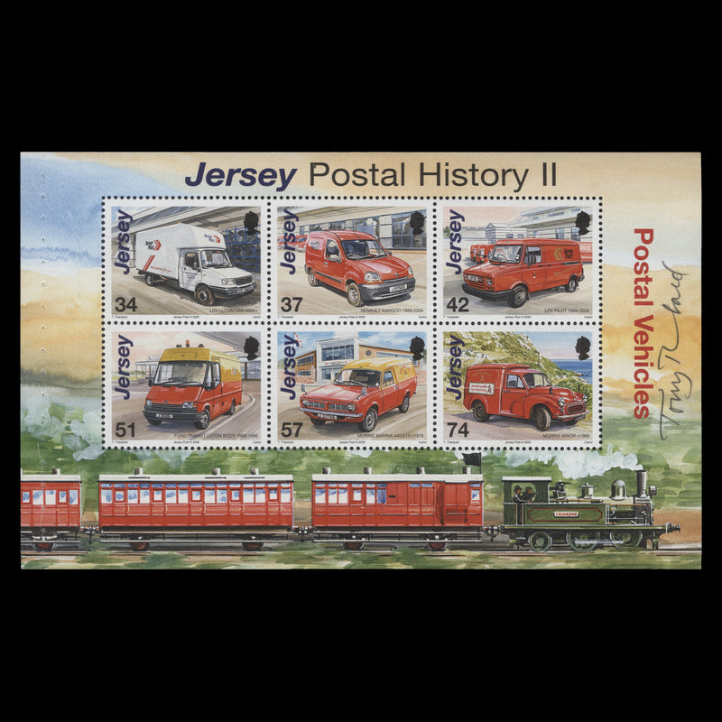 Jersey 2006 (MNH) Postal Vehicles booklet pane signed by Tony Theobald