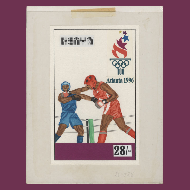 Kenya 1996 Boxing/Olympic Games, Atlanta watercolour artwork and overlays