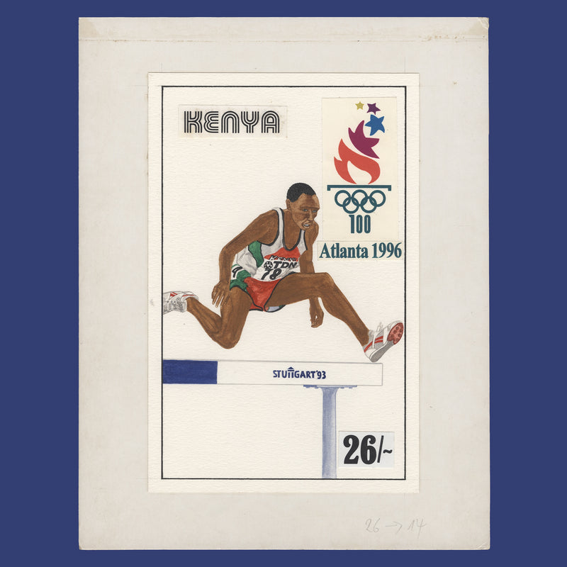 Kenya 1996 Steeplechase/Olympic Games, Atlanta watercolour artwork and overlays