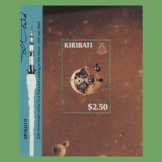 Kiribati 1989 Moon Landing Anniversary miniature sheet signed by designer