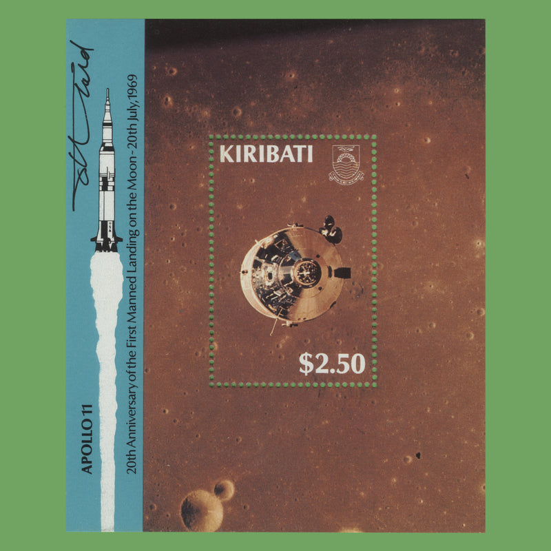 Kiribati 1989 Moon Landing Anniversary miniature sheet signed by designer