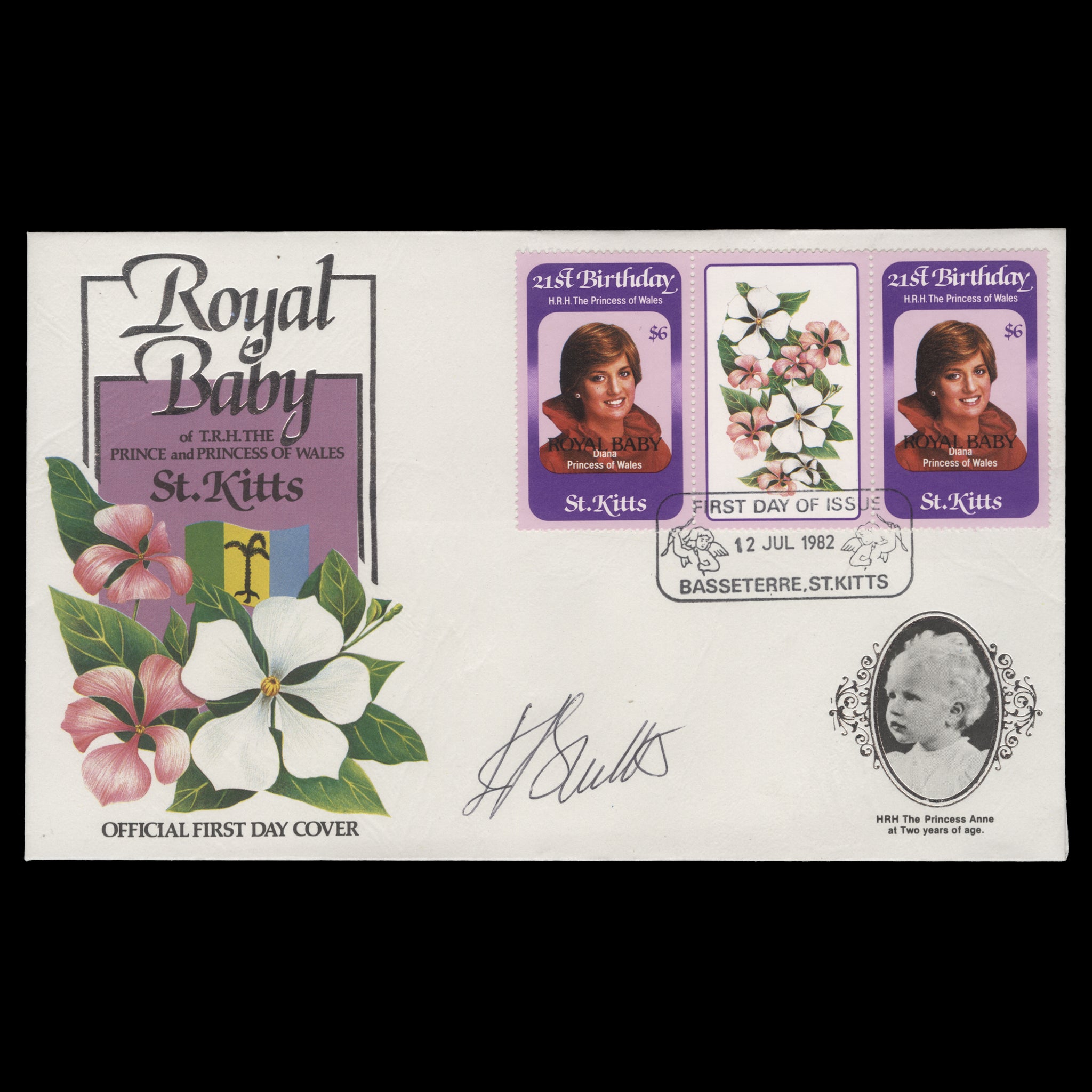 Saint Kitts 1982 Birth of Prince William first day cover signed by des ...
