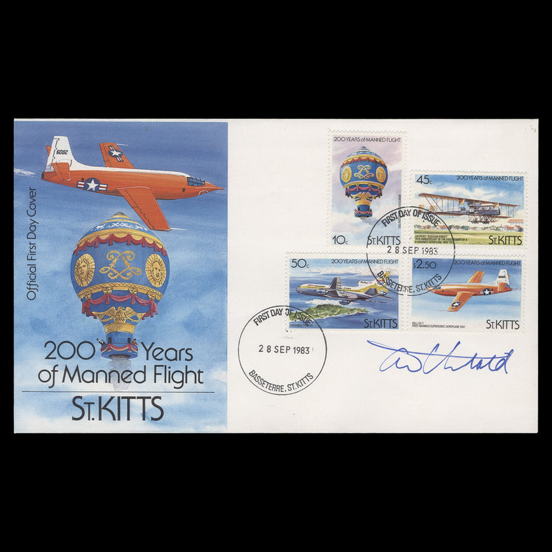 St Kitts 1983 Manned Flight Bicentenary first day cover signed by designer