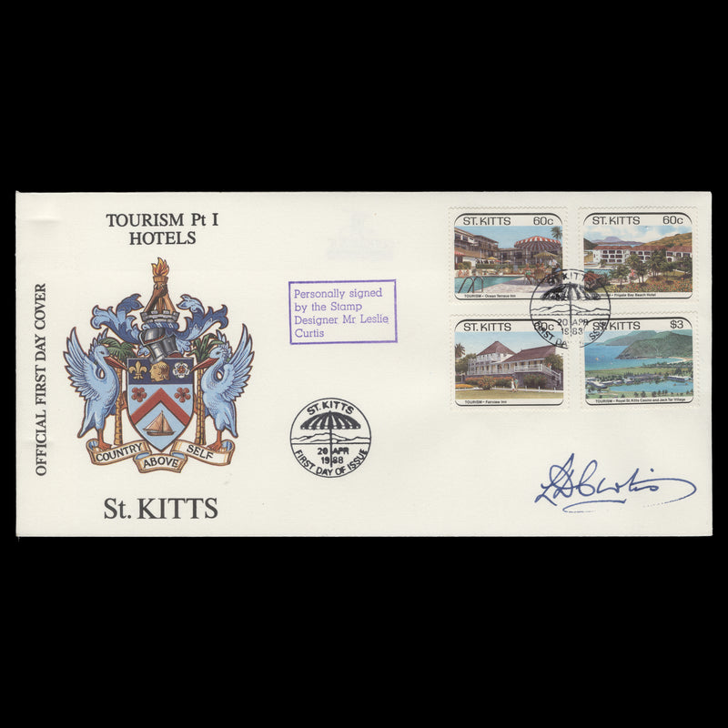 Saint Kitts 1988 Hotels first day cover signed by Leslie Curtis