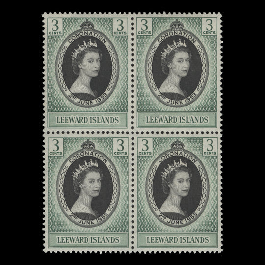 Leeward Islands 1953 (MNH) 3c Coronation block