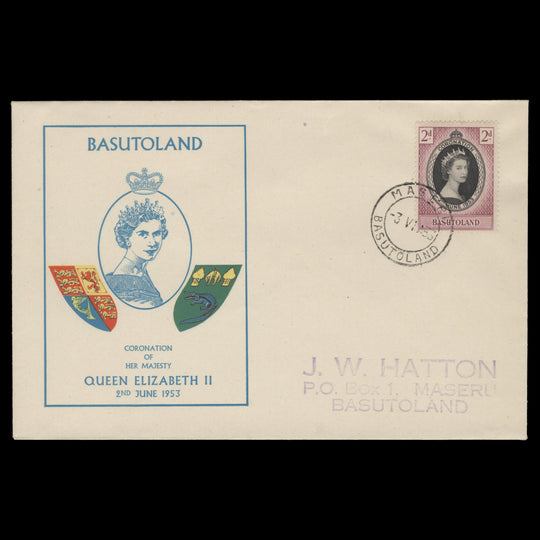 Basutoland 1953 (FDC) 2d Coronation, MASERU