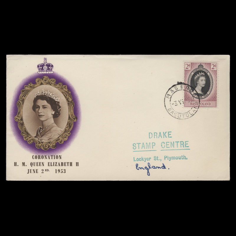 Basutoland 1953 (FDC) 2d Coronation, MASERU