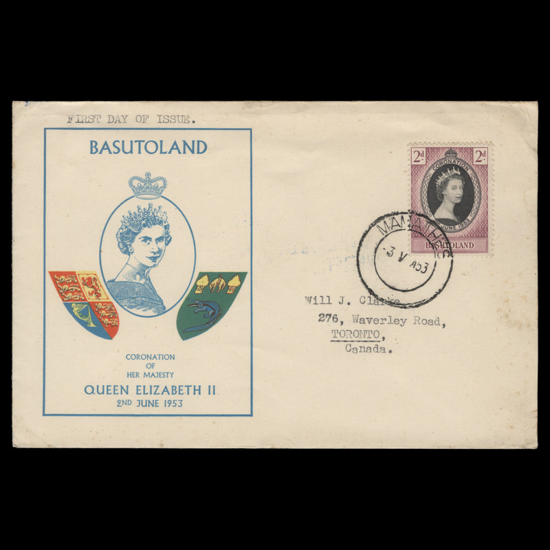 Basutoland 1953 Coronation pre-release cover, MAMATHES