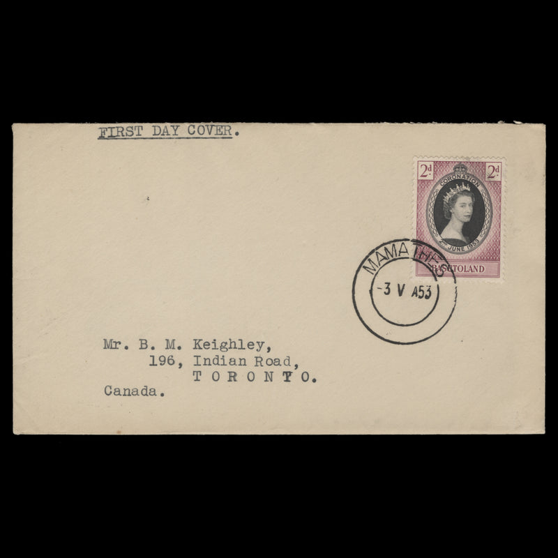 Basutoland 1953 Coronation pre-release cover, MAMATHES