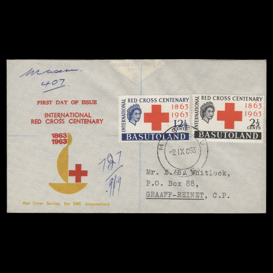Basutoland 1963 Red Cross Centenary first day cover, MASERU