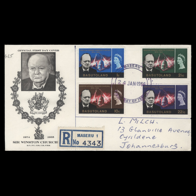 Basutoland 1966 Churchill Commemoration first day cover, MASERU