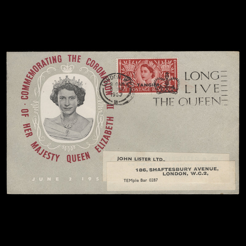 Tangier 1953 Coronation first day cover, LONDON WC