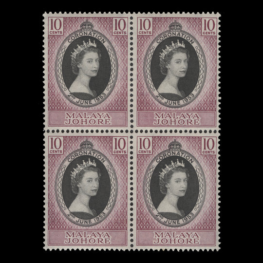 Johore 1953 (MNH) 10c Coronation block