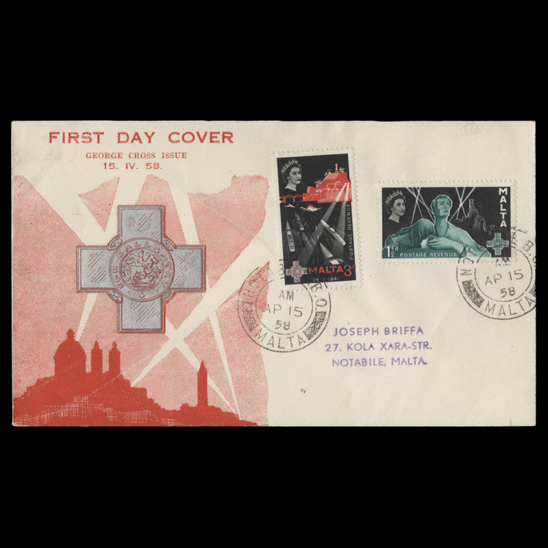 Malta 1958 George Cross Commemoration first day cover, NOTABILE
