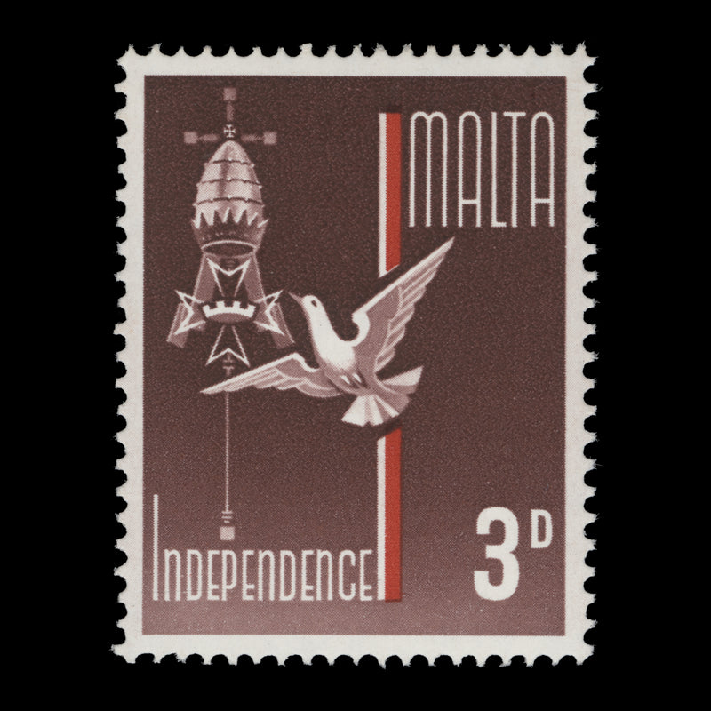 Malta 1964 (Error) 3d Independence missing gold