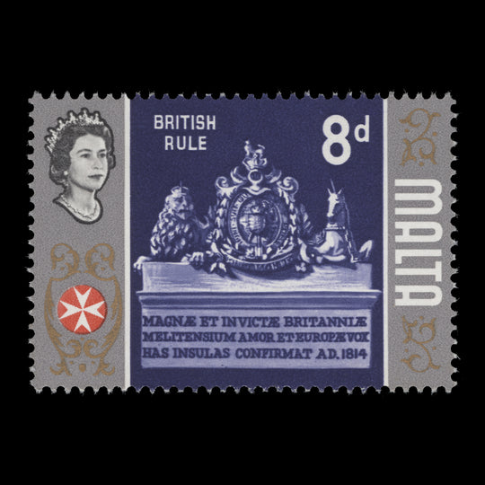 Malta 1965 (Variety) 8d British Rule missing gold from centre