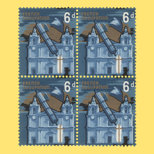 Malta 1965 (Variety) 6d French Occupation block missing silver